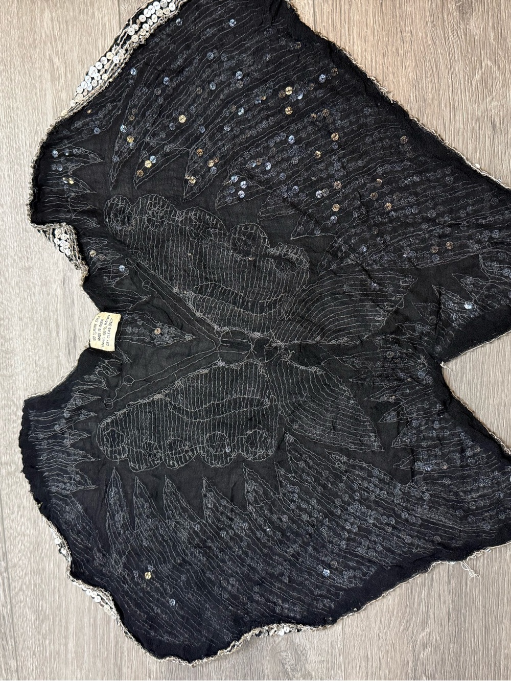 Vintage 80s Sequin Butterfly Embellished Black Women’s shrug scarf - Picture 6 of 6
